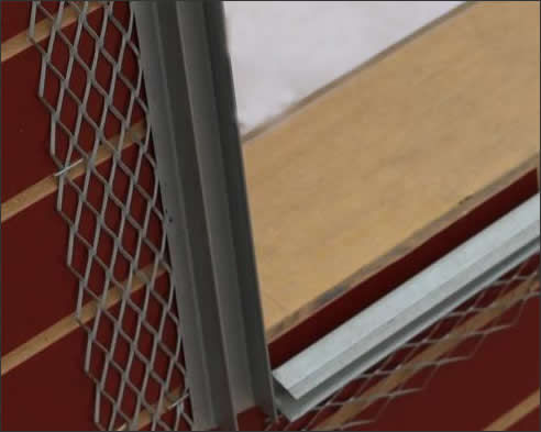 Expanded mesh corner stop for plastering accessories